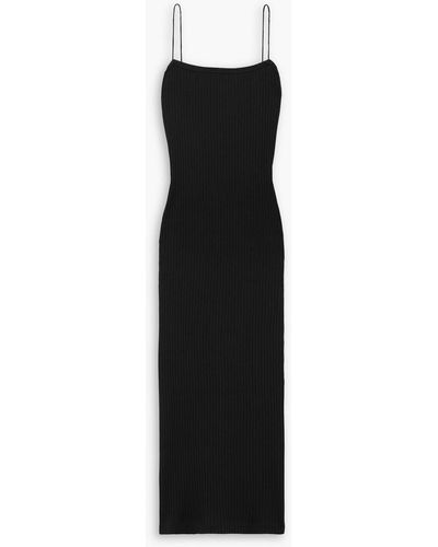 Helmut Lang Ribbed Stretch-cotton Jersey Midi Dress - Black