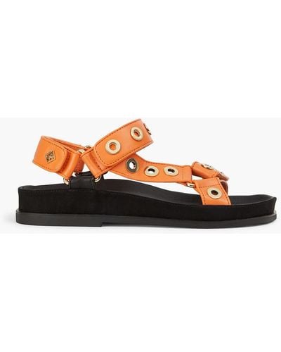 Sandro Nelias Eyelet-embellished Leather Slingback Sandals - Orange