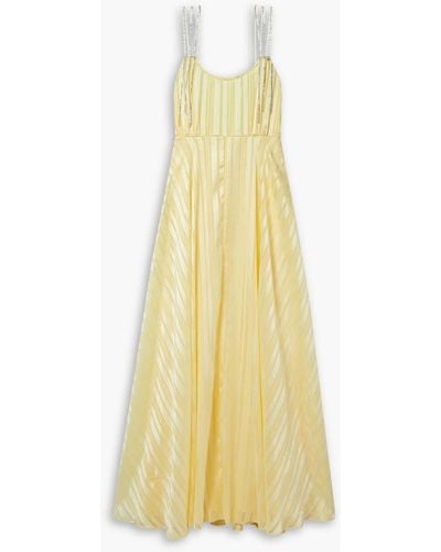 LoveShackFancy Darralis Crystal-embellished Striped Satin Maxi Dress - Yellow
