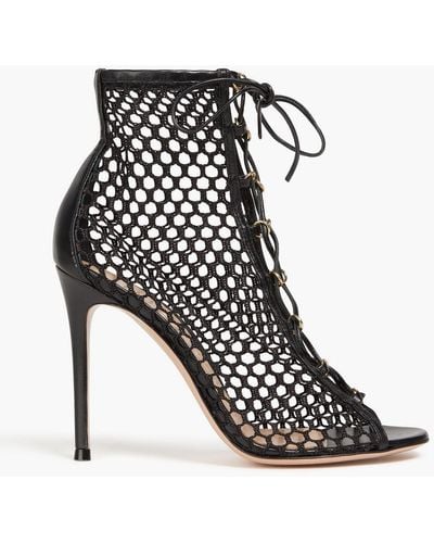 Gianvito Rossi Fishnet Ankle Boots - Black