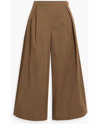 Vince Pleated Cotton-poplin Culottes - Natural