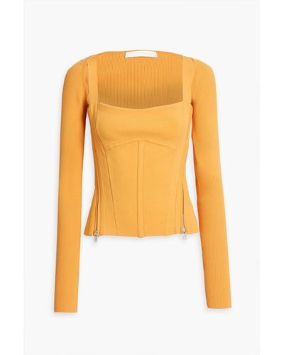 Dion Lee Layered Ribbed Stretch-jersey Top - Orange