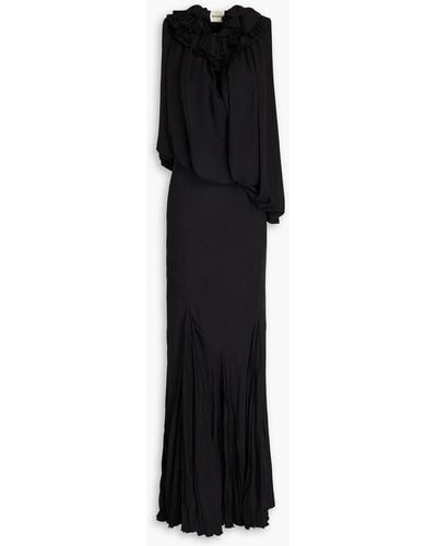 Khaite Greco Ruffled Silk-chiffon Maxi Dress - Black