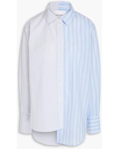 FRAME Asymmetrisches zweifarbiges hemd aus baumwollpopeline mit streifen - Blau
