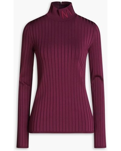 Nina Ricci Ribbed-knit Turtleneck Sweater - Purple