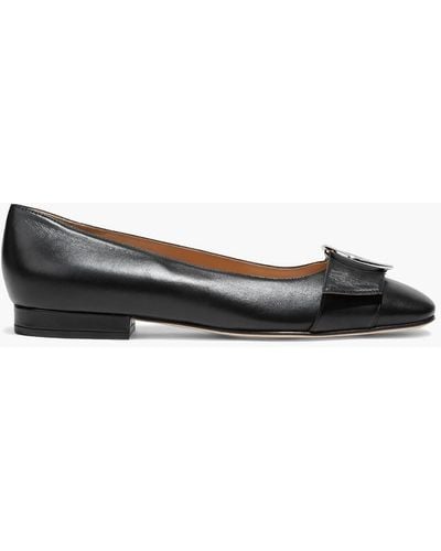 Sergio Rossi Buckled Leather Ballet Flats - Black
