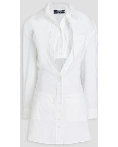 Jacquemus Baunhilha Layered Cutout Cotton-poplin Mini Shirt Dress - White
