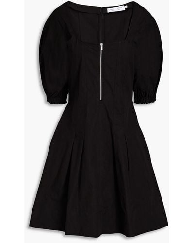 Proenza Schouler Pleated Cotton And Linen-blend Mini Dress - Black