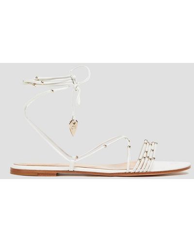 Gianvito Rossi Bead-embellished Leather Sandals - White