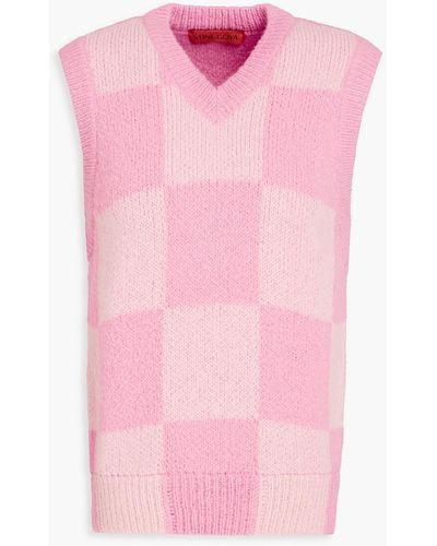 Stine Goya Checked Jacquard-knit Vest - Pink
