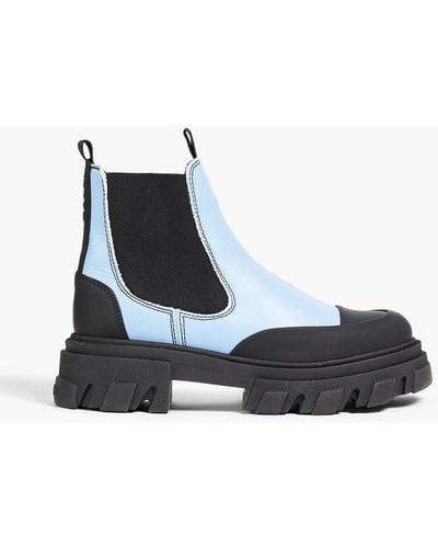 Ganni Leather Chelsea Boots - Blue