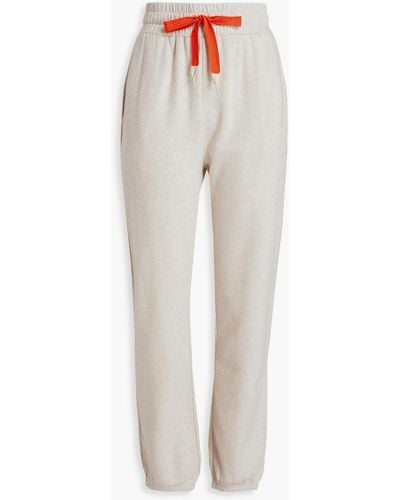 Mother Mélange French Cotton-terry Track Trousers - White
