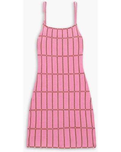 Jacquemus Malha Embellished Jacquard-knit Mini Dress - Pink