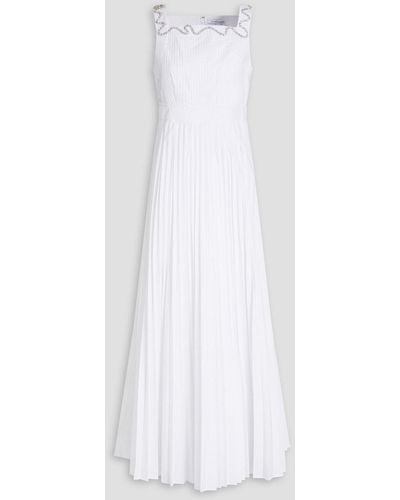 Rachel Gilbert Peta Pleated Embellished Woven Maxi Dress - White
