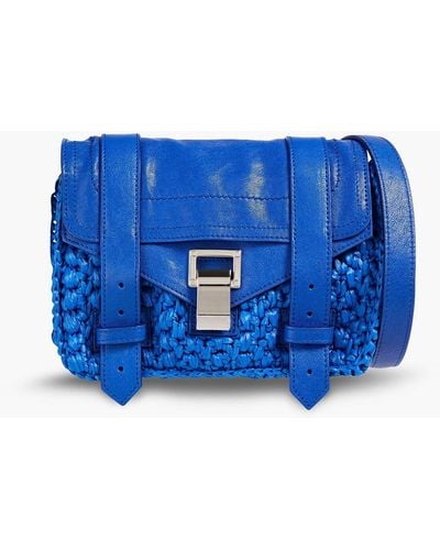 Proenza Schouler Faux Raffia And Textured-leather Shoulder Bag - Blue