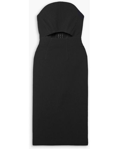 Roland Mouret Strapless Cutout Wool-crepe Midi Dress - Black