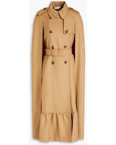 RED Valentino Cape-effect Wool-gabardine Trench Coat - Natural