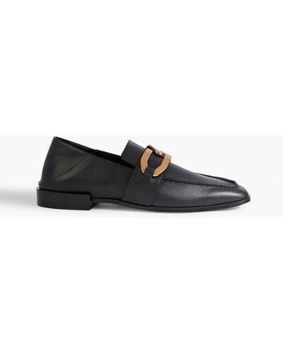 FRAME Le Miramar Chain-embellished Leather Collapsible-heel Loafers - Black