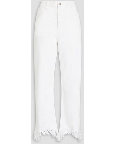 Maje Frayed High-rise Straight-leg Jeans - White
