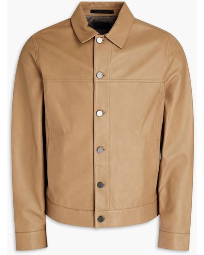 Theory Patterson Leather Jacket - Brown