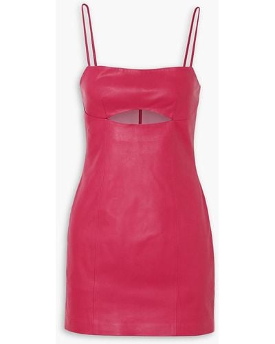 Zeynep Arcay Cutout Leather Mini Dress - Red