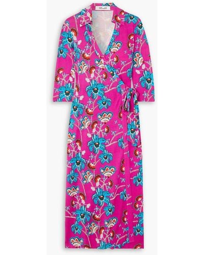 Diane von Furstenberg Abigail Floral-print Silk-jersey Wrap Dress - Pink