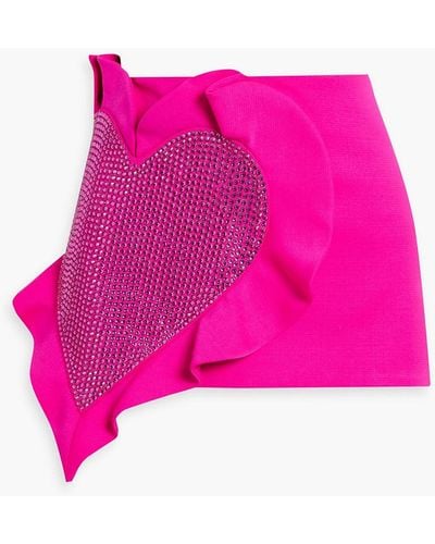 Area Crystal-embellished Ruffled Wool-blend Mini Skirt - Pink