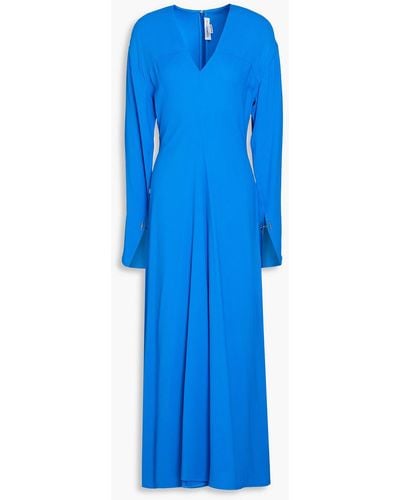 Victoria Beckham Pleated Crepe Midi Dress - Blue