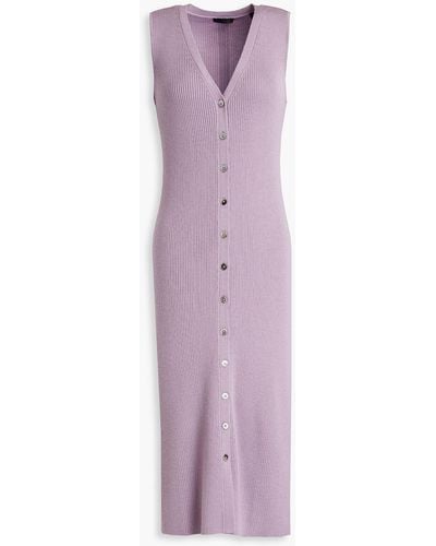 ATM Ribbed Merino Wool Midi Dress - Purple