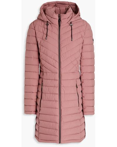 DKNY Quilted Shell Hooded Coat - Pink