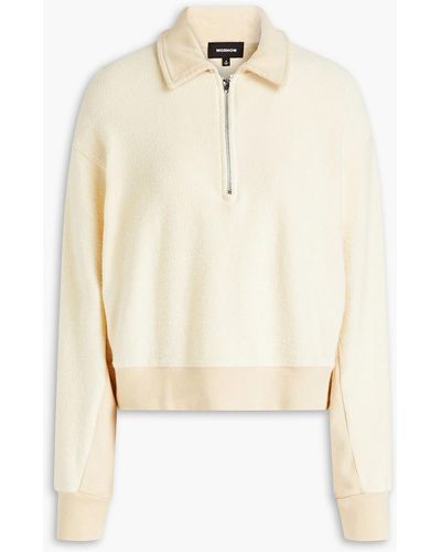 Monrow Two-tone Fleece Half-zip Sweatshirt - Natural