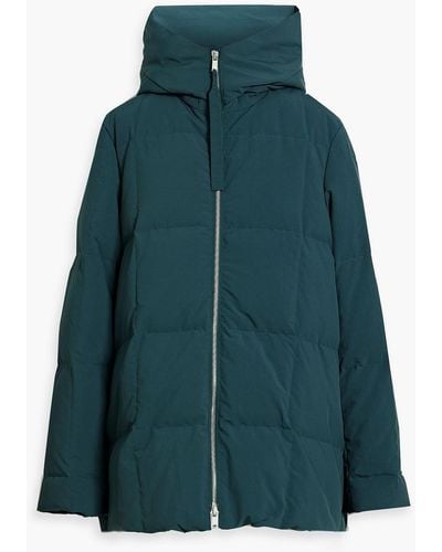 Jil Sander Quilted Shell Hooded Down Coat - Green