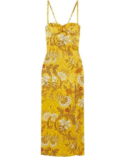 Dries Van Noten Floral Silk-jacquard Maxi Dress - Yellow
