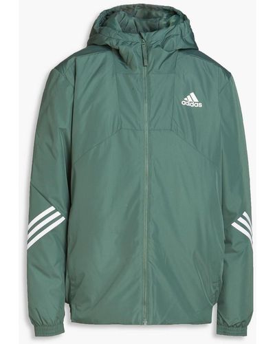 adidas Originals Striped Shell Hooded Jacket - Green