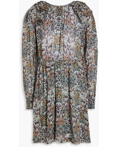 Ba&sh Presley Tiered Floral-print Georgette Mini Dress - Grey