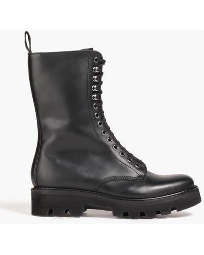 Grenson Mavis Leather Combat Boots - Black