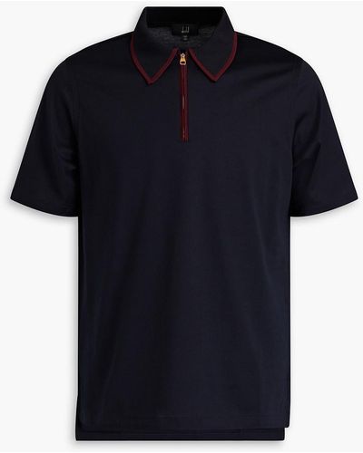 Dunhill Zip-detailed Cotton-jersey Polo Shirt - Black