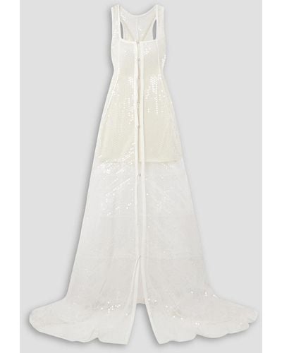 Jacquemus Dentelle Layered Sequined Tulle Gown - White