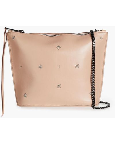 Elena Ghisellini Embellished Leather Shoulder Bag - Natural