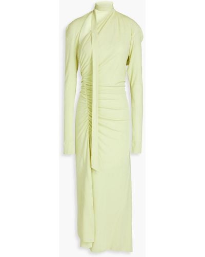 Victoria Beckham Cutout Ruched Jersey Maxi Dress - Green