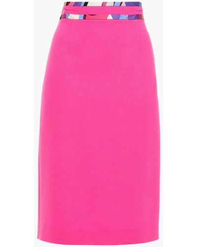 Emilio Pucci Silk-trimmed Wool-crepe Pencil Skirt - Pink