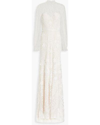 Catherine Deane Rosari Embroidered Guipure Lace And Tulle Bridal Gown - White