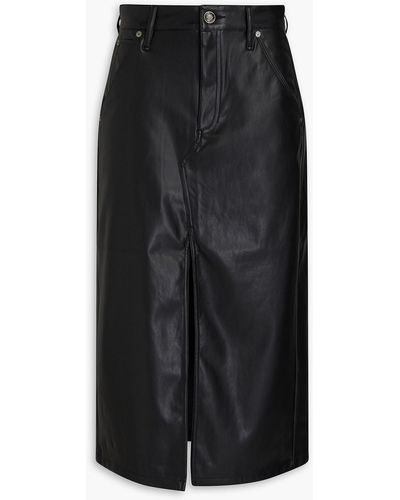Rag & Bone Sid Faux Leather Midi Skirt - Black