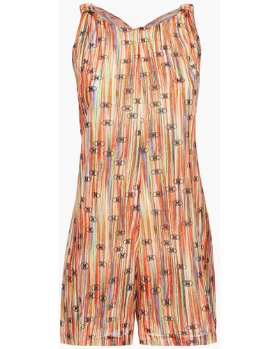 Missoni Knotted Printed Cotton-jersey Playsuit - Green