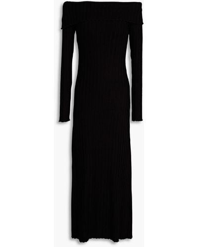Simon Miller Espen Off-the-shoulder Ribbed Jersey Maxi Dress - Black