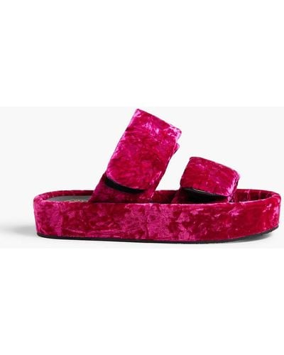 Dries Van Noten Crushed-velvet Platform Sandals - Red