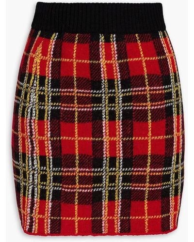 RED Valentino Checked Wool Mini Skirt - Red