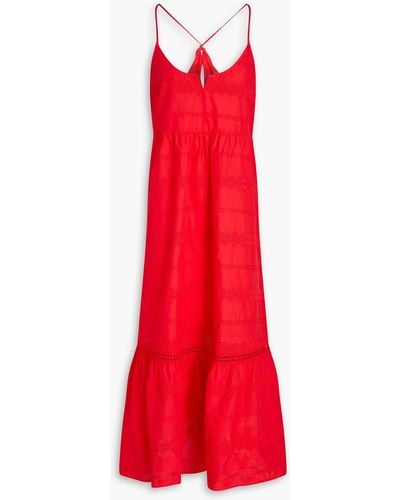 Heidi Klein Numana Broderie Anglaise Cotton Midi Dress - Red
