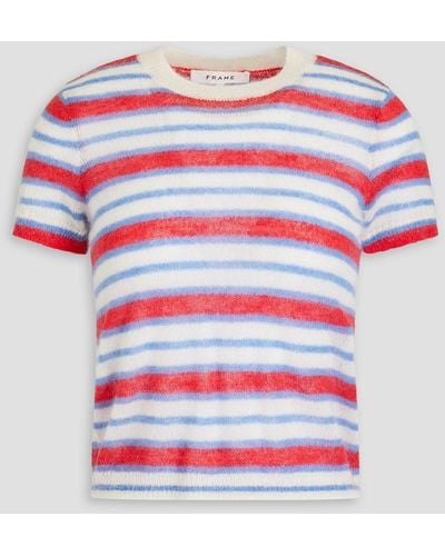 FRAME Striped Knitted Top - Red