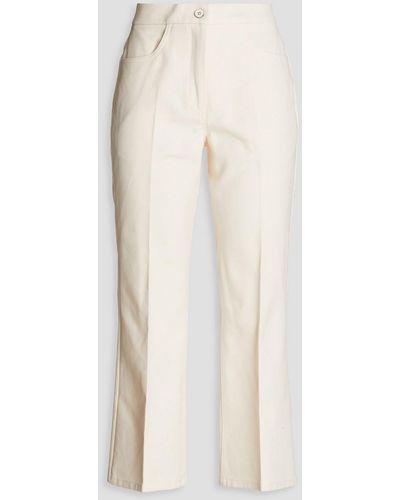 Jil Sander Cropped Cotton-piqué Bootcut Trousers - White